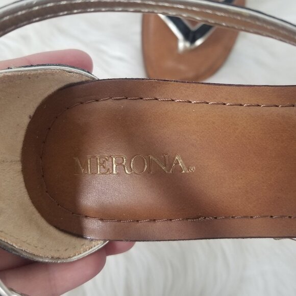 Merona Black Criss Cross Straps Flats Adjustable Ankle Buckle Sandals Thong 6.5 - Picture 2 of 6